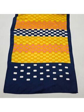 Retro Geometric Yellow Pink & Navy Rectangular Scarf Acetate 13"x44"